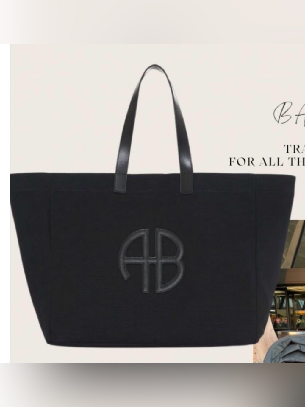 Anine Bing Large Rio Tote Bag Canvas Leather Travel Work Carryall Bag